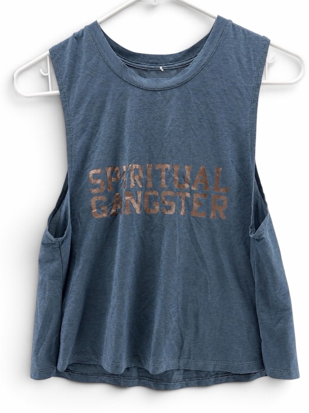 Spiritual Gangster Blue Muscle Tank with Metallic Logo Size Small